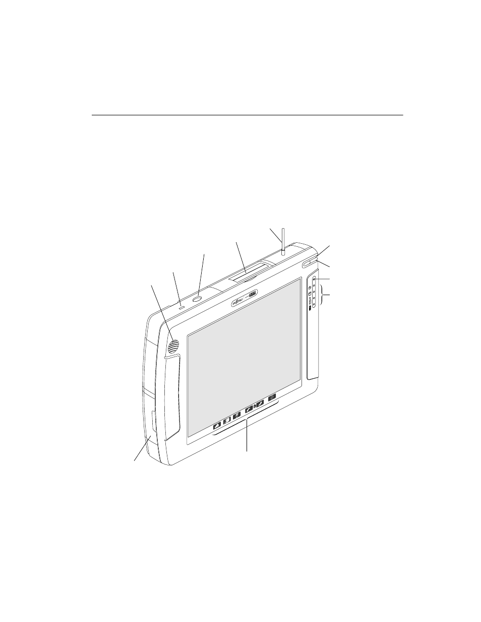 Chapter 1, Getting started, Point 510 pen tablet features – front | Chapter 1 getting started | FUJITSU 510 User Manual | Page 9 / 40