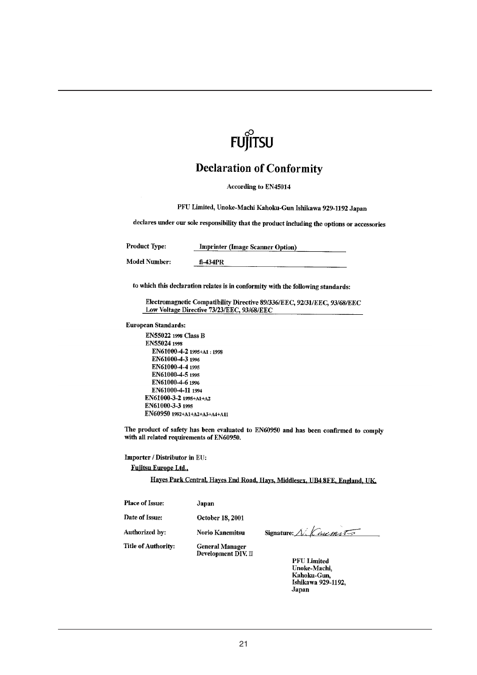 FUJITSU fi-434PR User Manual | Page 23 / 44
