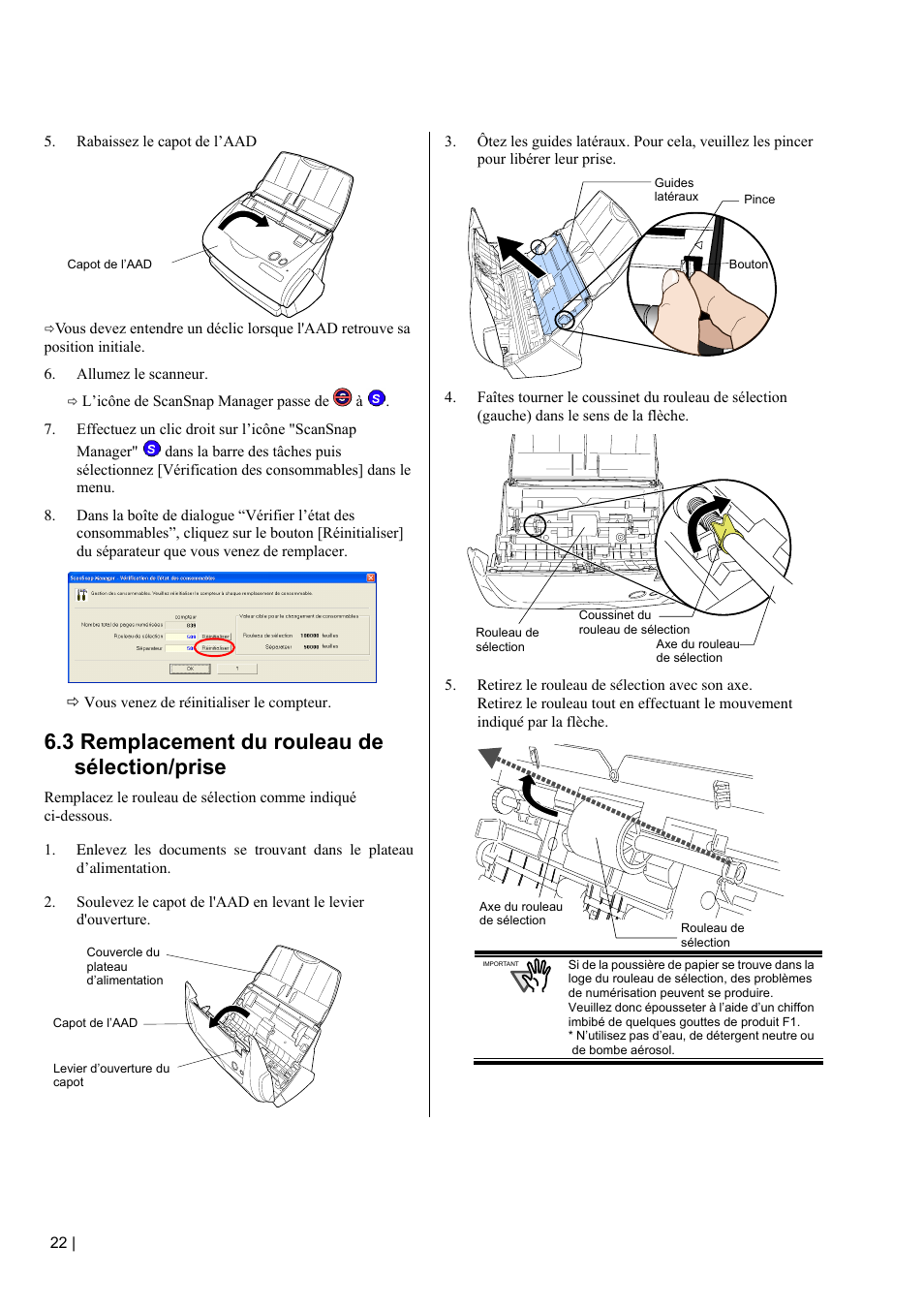 3 remplacement du rouleau de sélection/prise, 3 remplacement du rouleau de sélection | FUJITSU fi-5110EOX2 User Manual | Page 50 / 130
