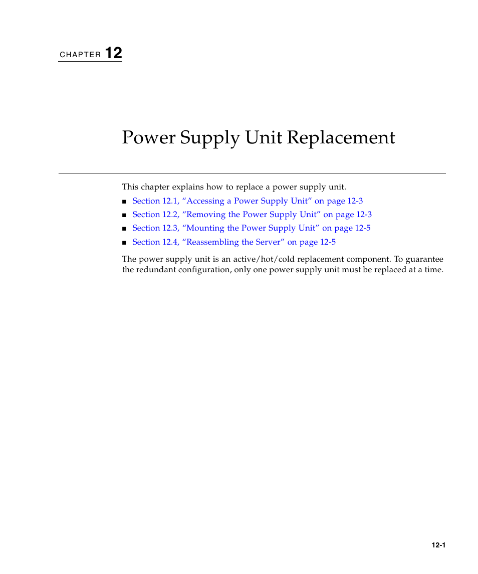 Power supply unit replacement, Chapter 12 | FUJITSU M3000 User Manual | Page 141 / 198