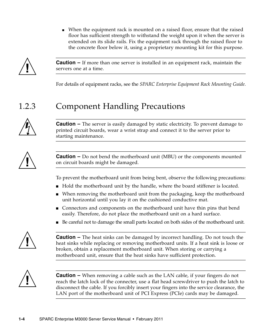 3 component handling precautions, Component handling precautions | FUJITSU M3000 User Manual | Page 20 / 198