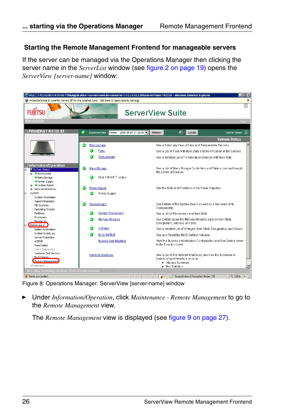 Starting | FUJITSU Primergy ServerView Suite ServerView Remote Management Frontend V4.90 User Manual | Page 26 / 62