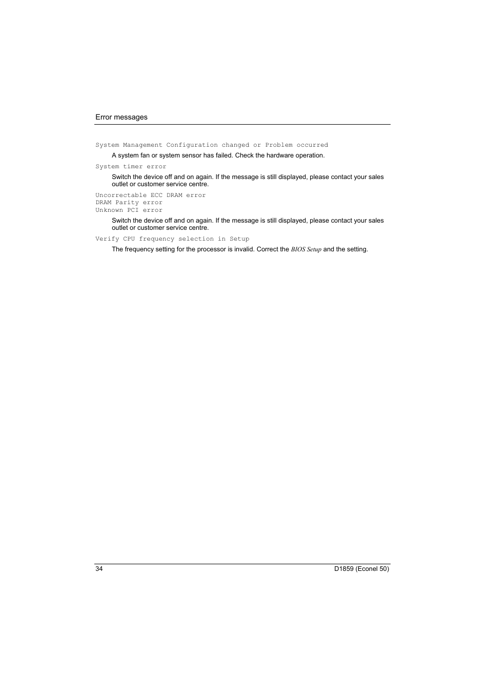 FUJITSU RELIABILITY D1859 User Manual | Page 40 / 42