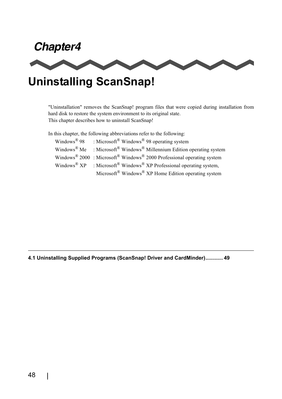 Chapter4 uninstalling, Scansnap, Chapter4 uninstalling scansnap | FUJITSU fi-4110EOX2 User Manual | Page 64 / 91