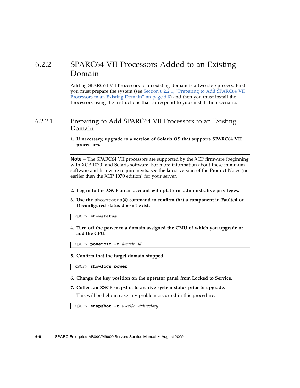 Sparc64 vii processors added to an existing domain | FUJITSU SPARC ENTERPRISE M8000 User Manual | Page 160 / 514