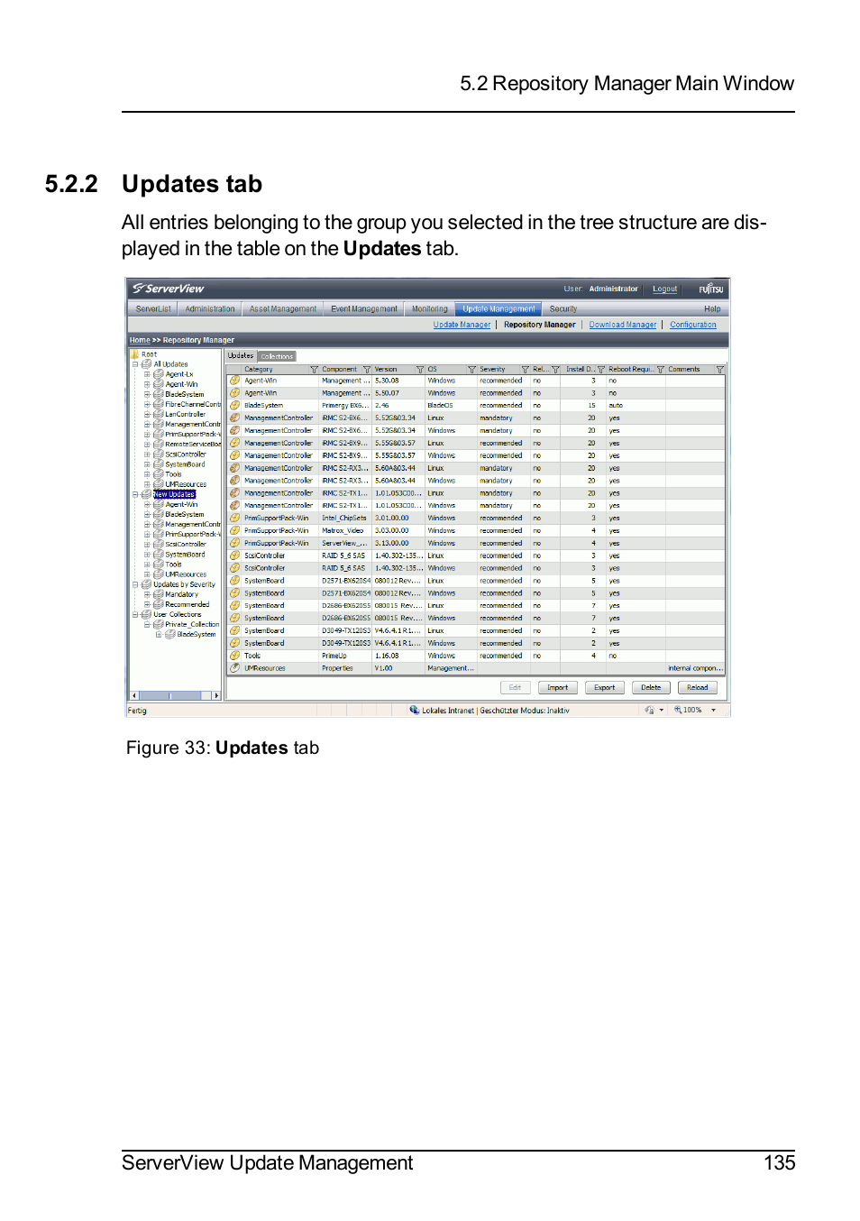 2 updates tab | FUJITSU ServerView Suite V6.10 User Manual | Page 135 / 296