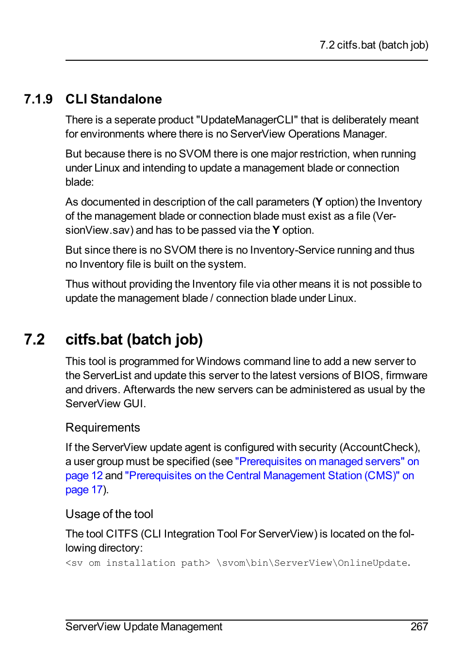 9 cli standalone, 2 citfs.bat (batch job) | FUJITSU ServerView Suite V6.10 User Manual | Page 267 / 296