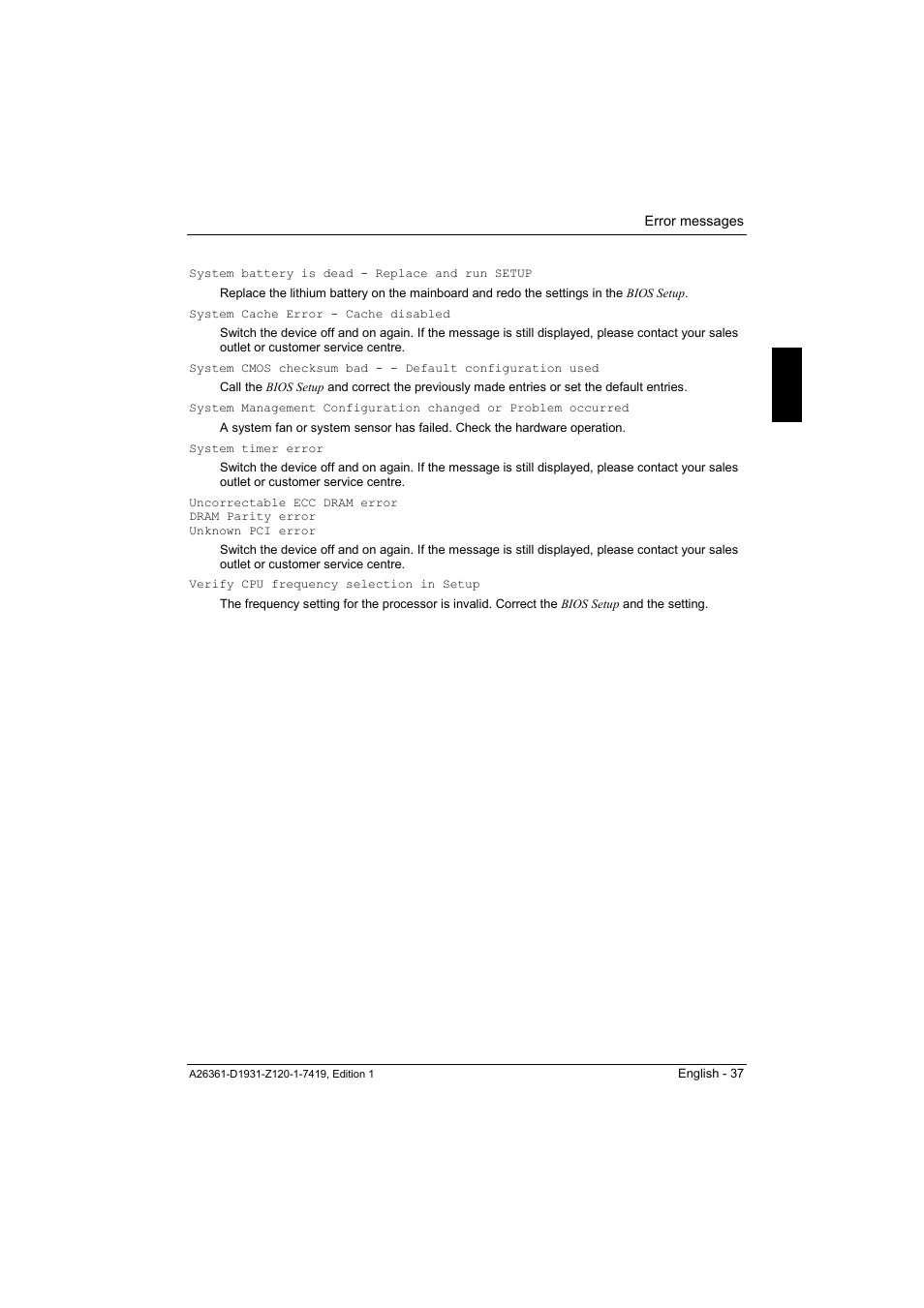 FUJITSU Mainboard D1931 User Manual | Page 47 / 49