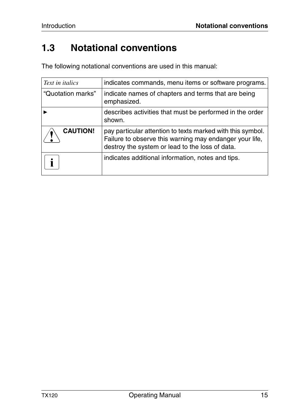 Notational conventions, 3 notational conventions | FUJITSU TX120 User Manual | Page 15 / 82