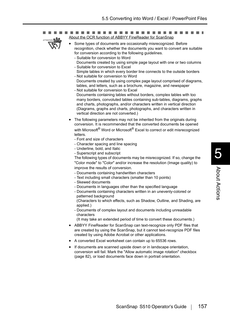 157 about actions | FUJITSU ScanSnap S510 User Manual | Page 177 / 287