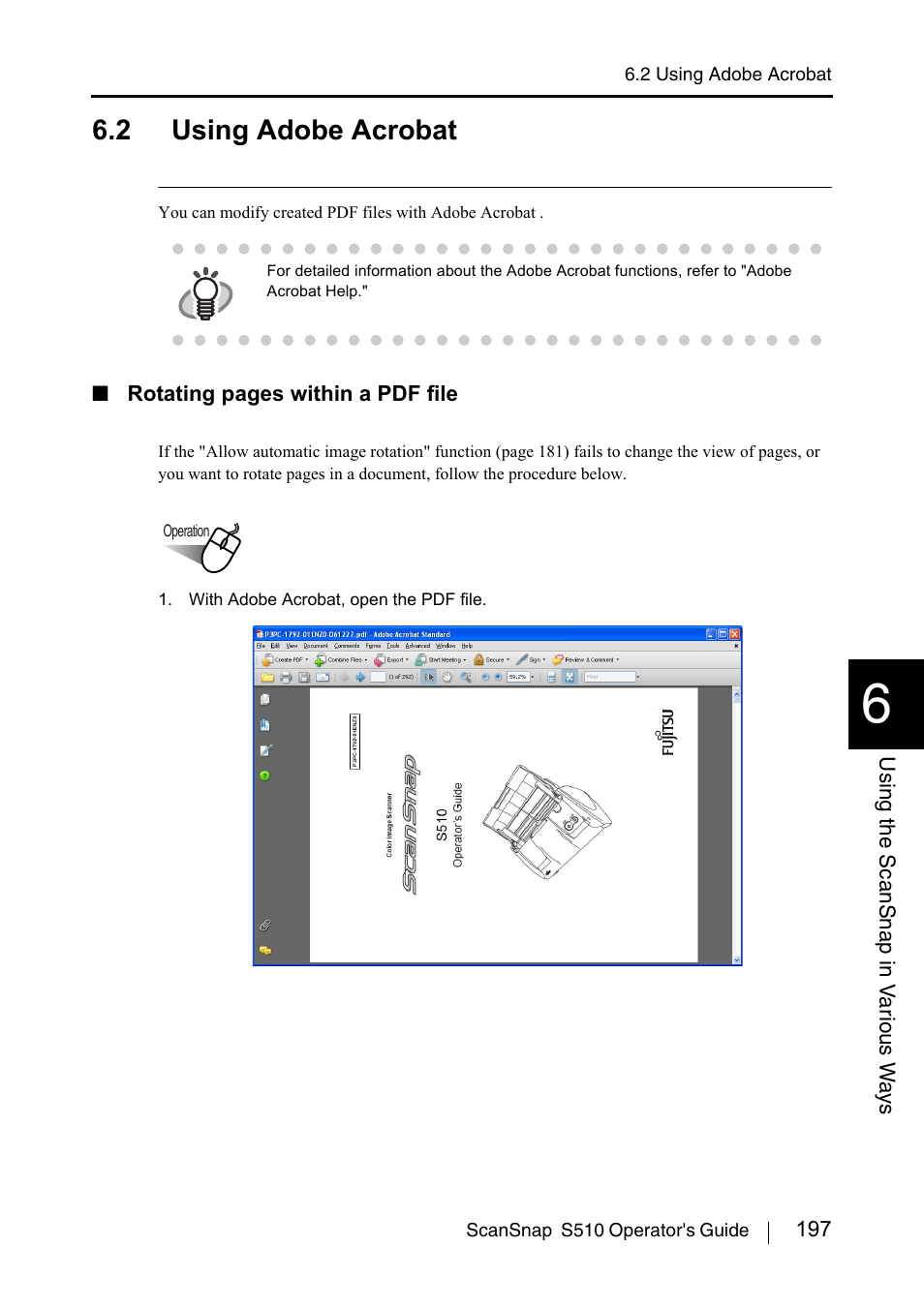 2 using adobe acrobat | FUJITSU ScanSnap S510 User Manual | Page 217 / 287