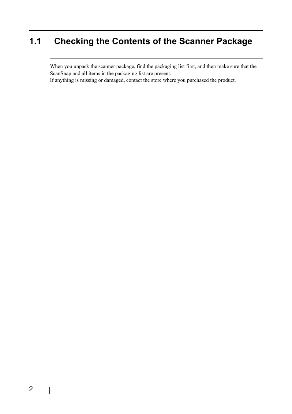 1 checking the contents of the scanner package | FUJITSU ScanSnap S510 User Manual | Page 22 / 287