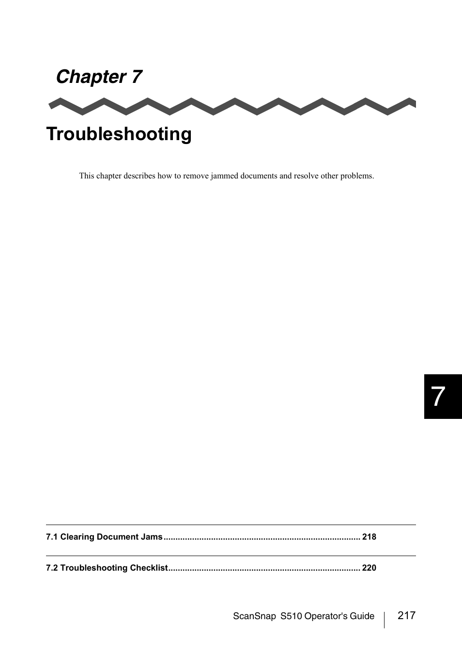 Chapter 7 troubleshooting | FUJITSU ScanSnap S510 User Manual | Page 237 / 287