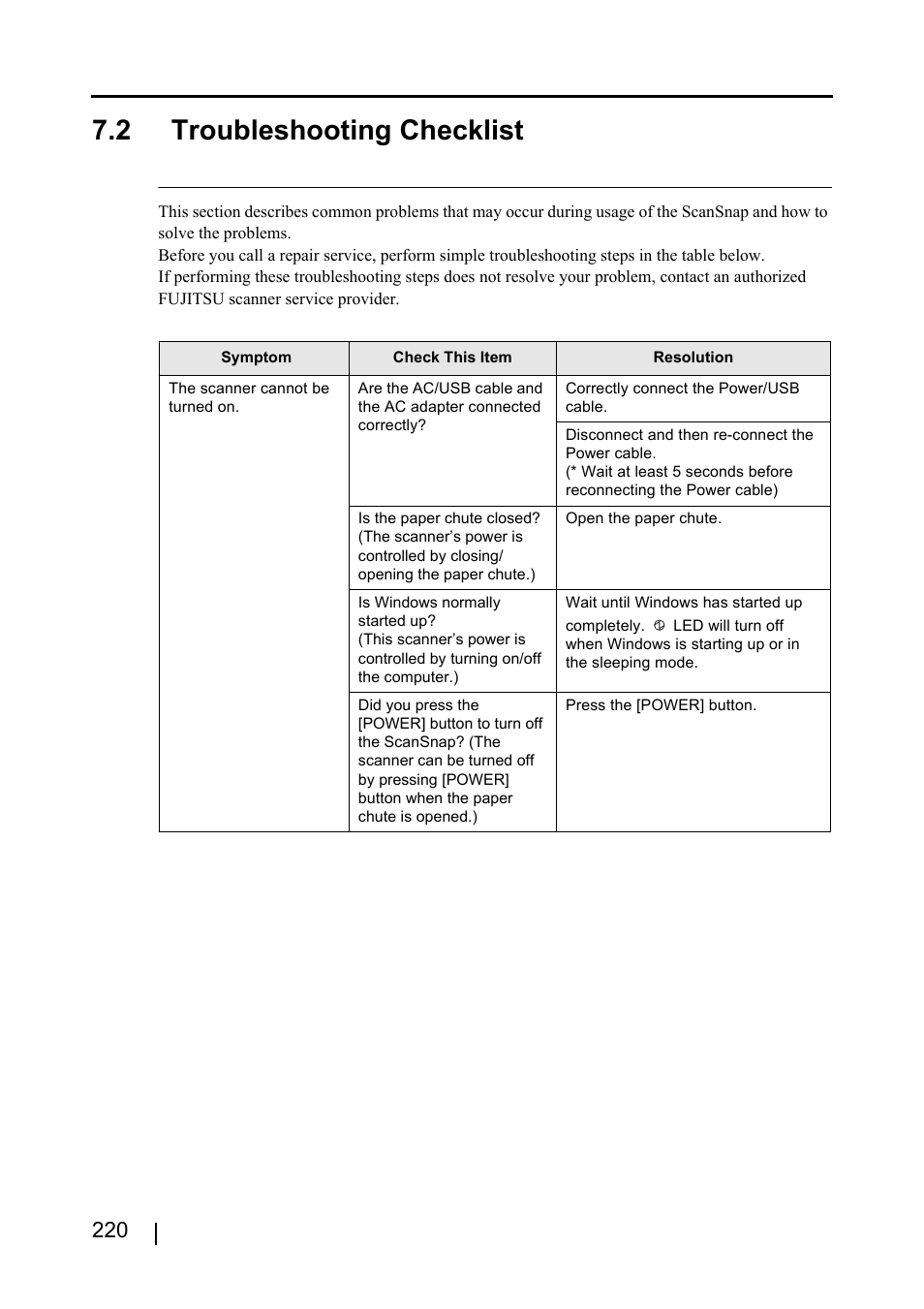 2 troubleshooting checklist | FUJITSU ScanSnap S510 User Manual | Page 240 / 287