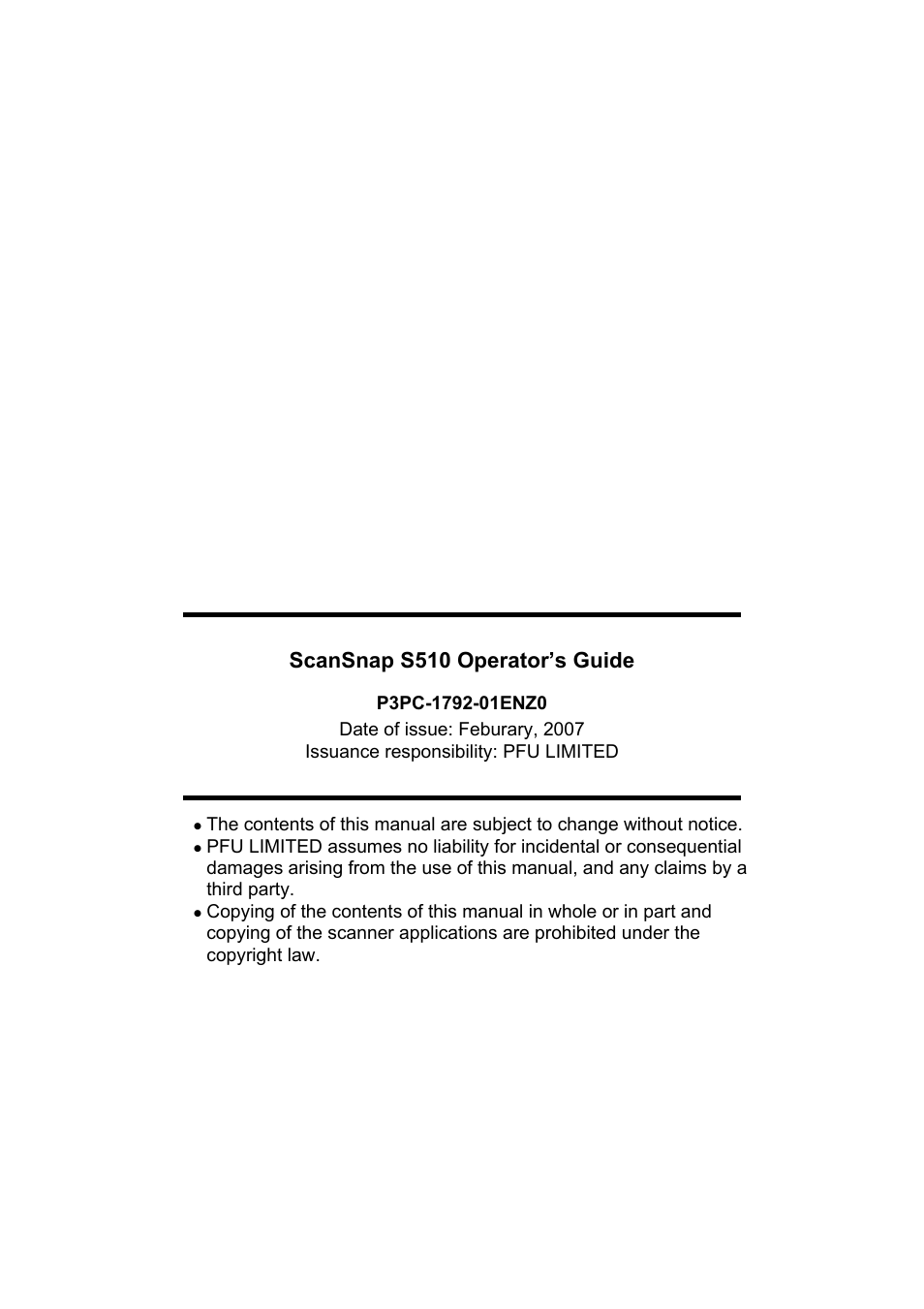 Scansnap s510 operator’s guide | FUJITSU ScanSnap S510 User Manual | Page 287 / 287