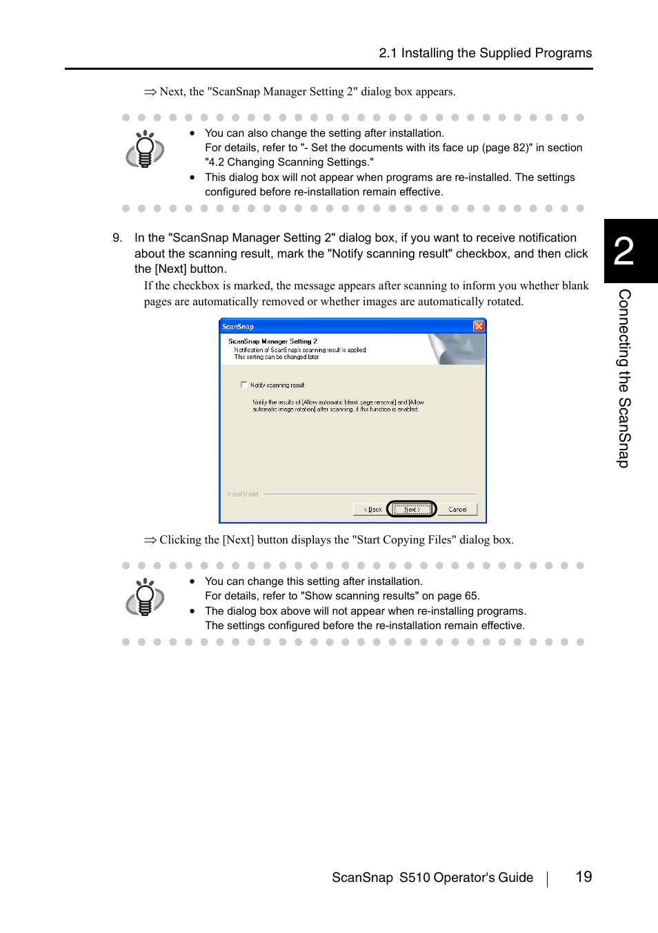 19 connecting t he scansnap | FUJITSU ScanSnap S510 User Manual | Page 39 / 287