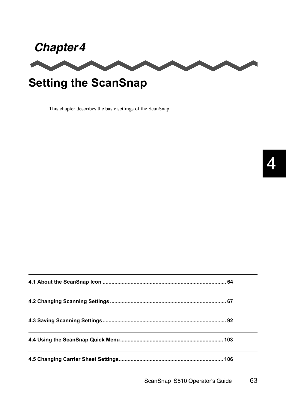 Chapter 4 setting the scansnap | FUJITSU ScanSnap S510 User Manual | Page 83 / 287