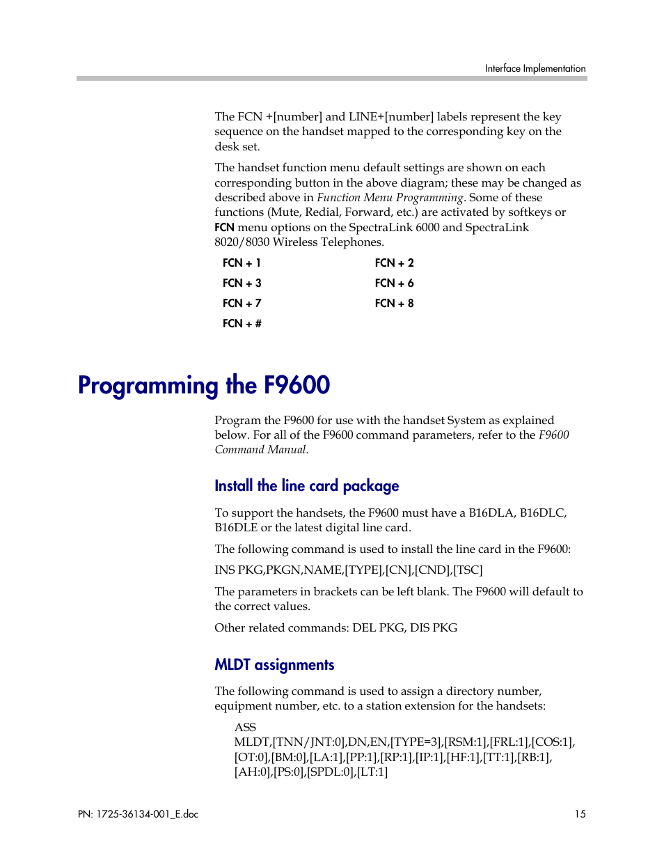 Programming the f9600, Install the line card package, Mldt assignments | FUJITSU F9600 User Manual | Page 15 / 19