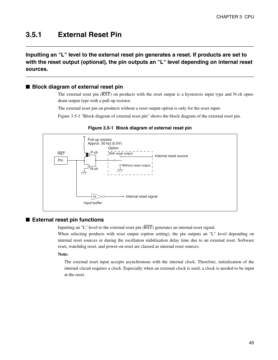 1 external reset pin, External reset pin | FUJITSU Semiconductor Controller MB89950/950A User Manual | Page 59 / 318
