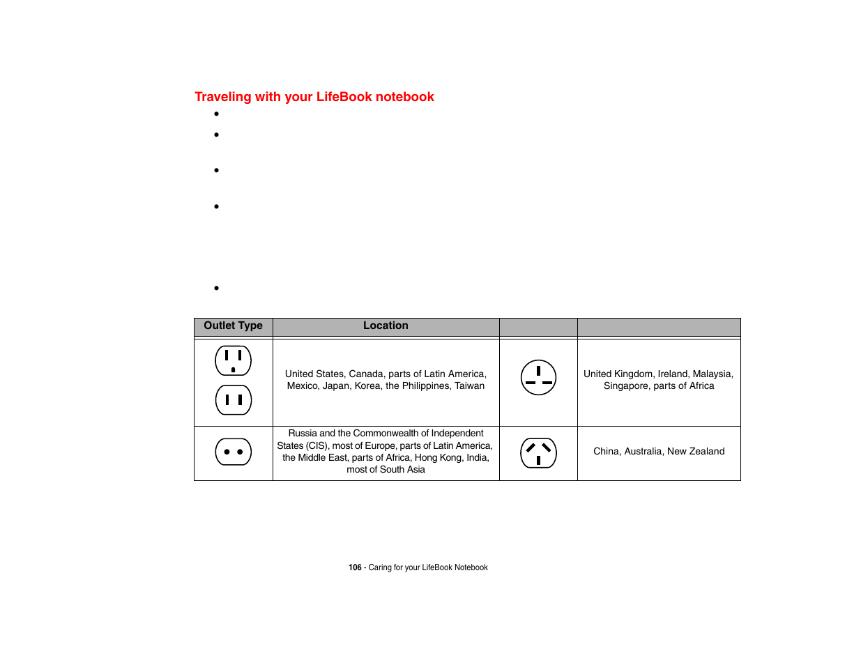 Traveling with your lifebook notebook | FUJITSU LifeBook A3210 User Manual | Page 111 / 183