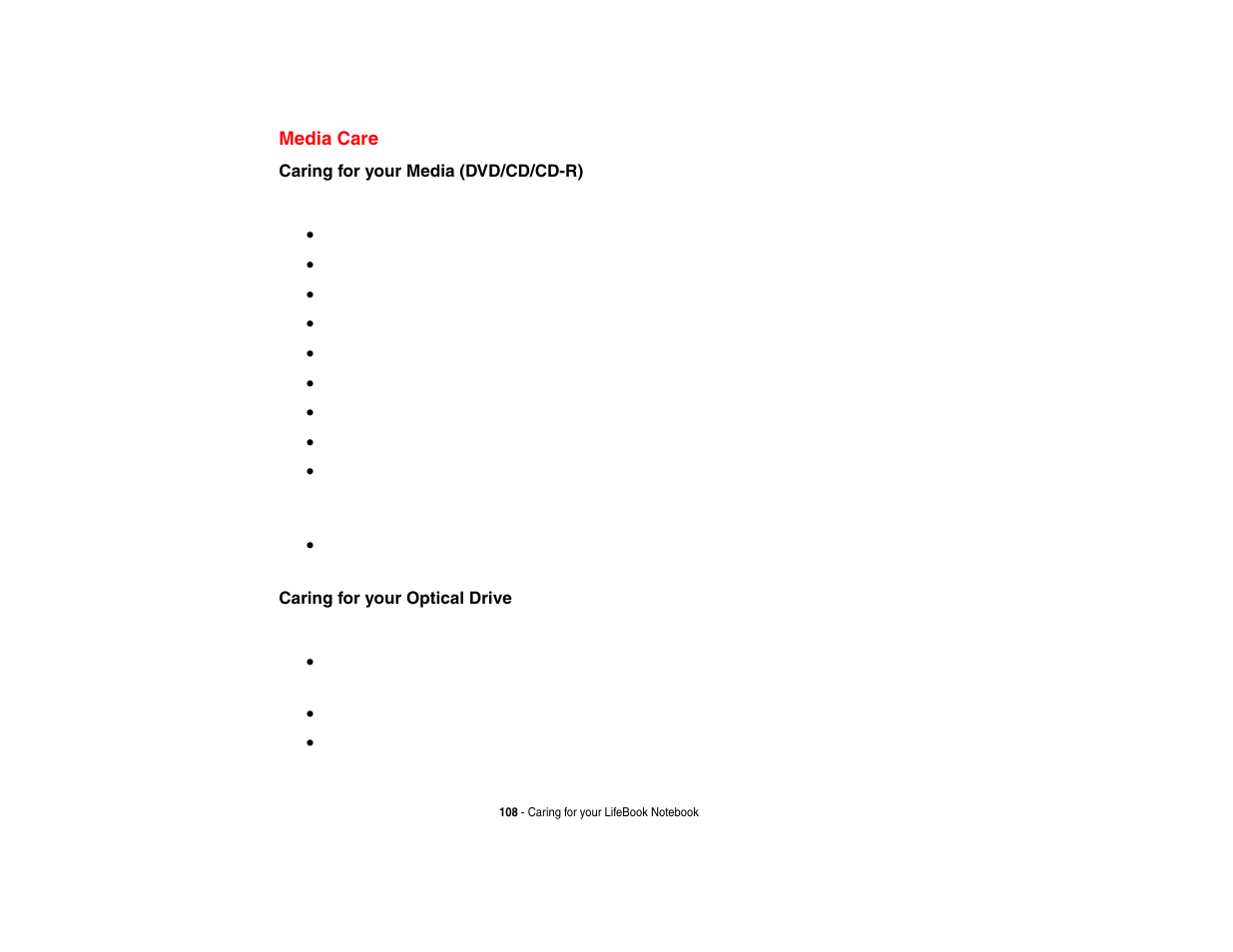 Media care | FUJITSU LifeBook A3210 User Manual | Page 113 / 183