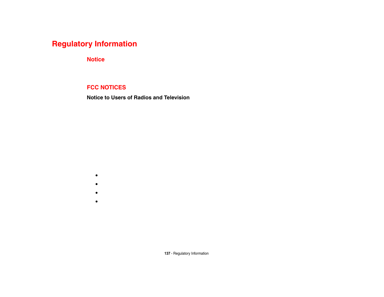 Regulatory information, Notice, Fcc notices | FUJITSU LifeBook A3210 User Manual | Page 142 / 183