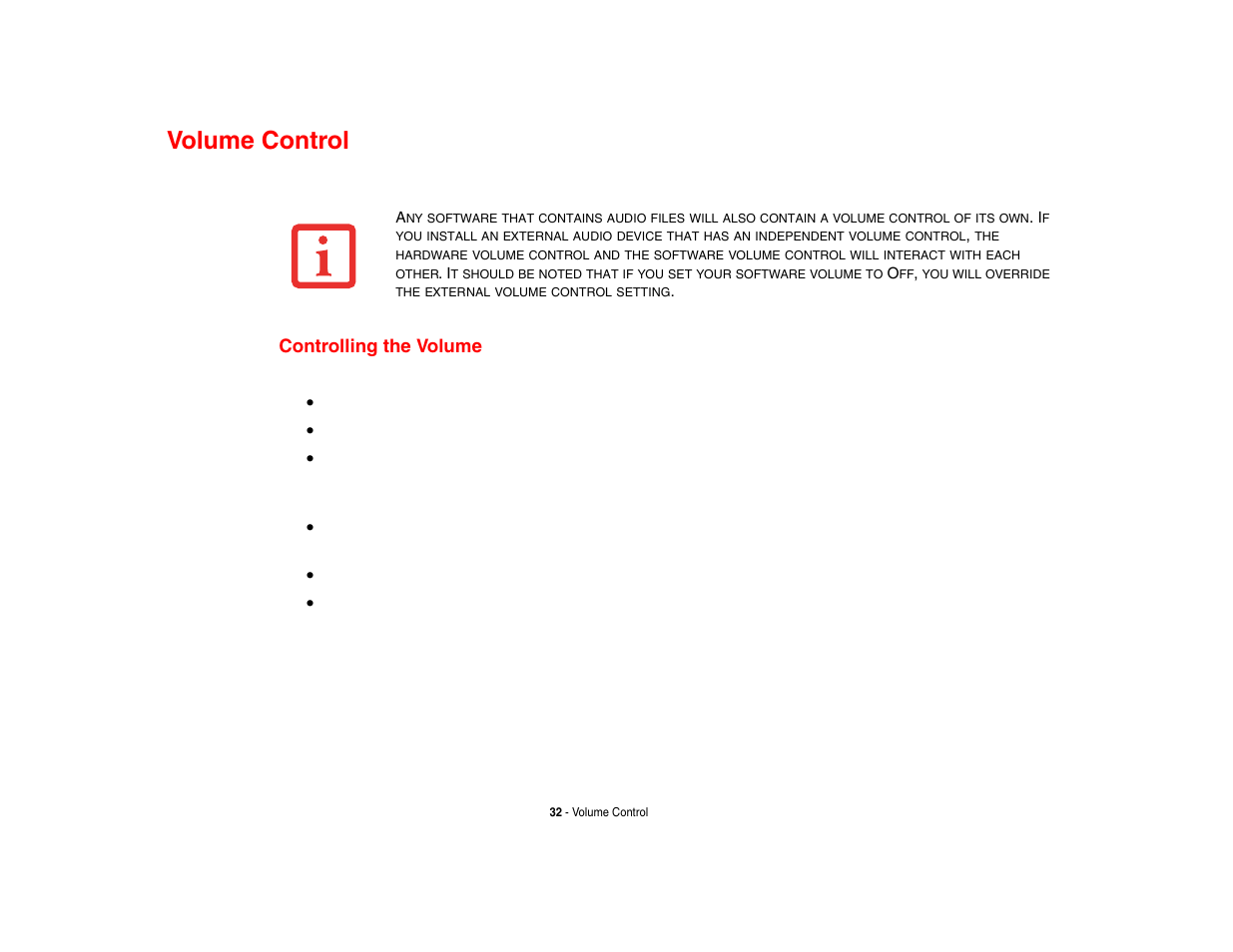 Volume control, Controlling the volume | FUJITSU LifeBook A3210 User Manual | Page 37 / 183