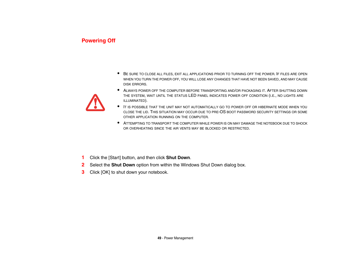 Powering off | FUJITSU LifeBook A3210 User Manual | Page 54 / 183