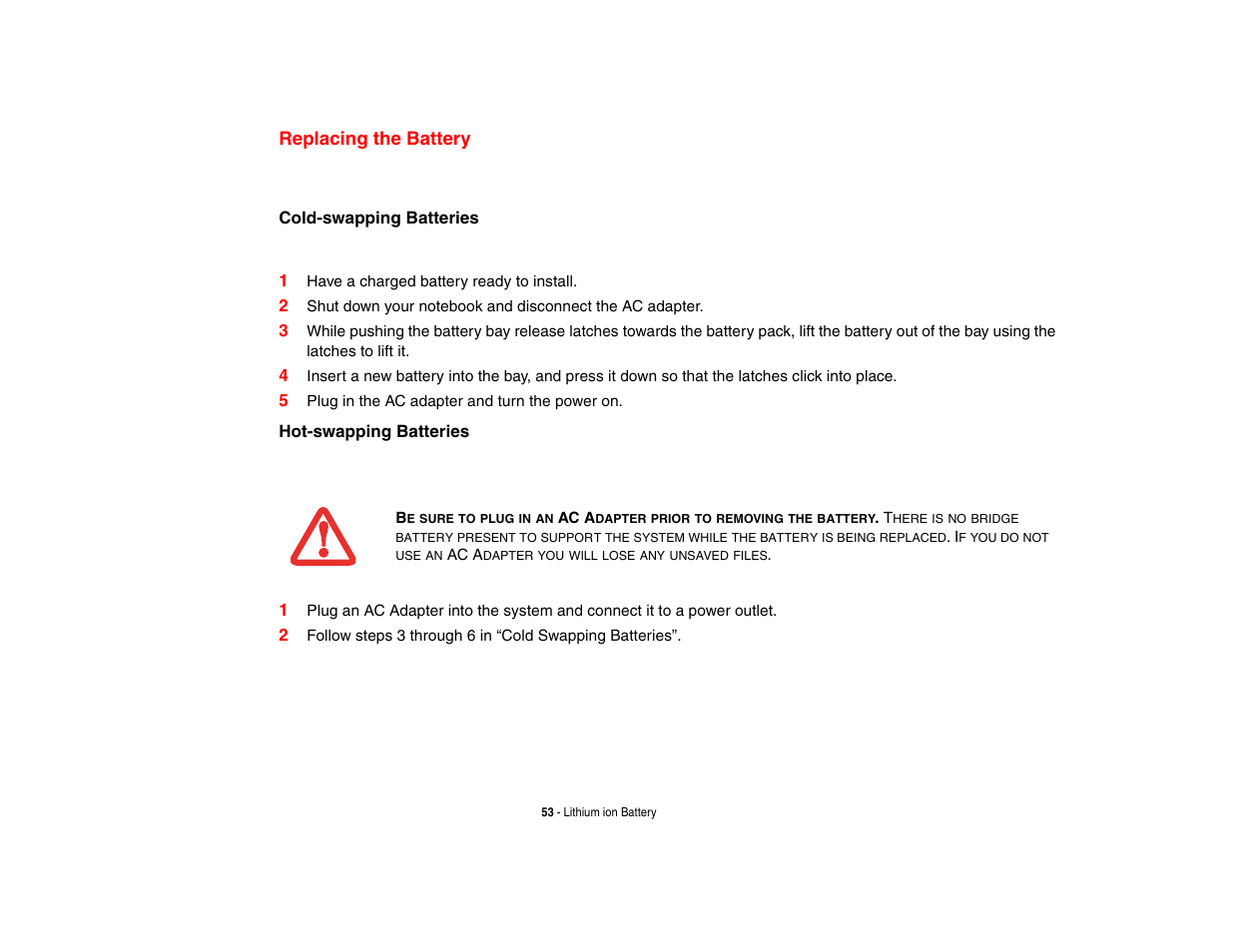 Replacing the battery | FUJITSU LifeBook A3210 User Manual | Page 58 / 183