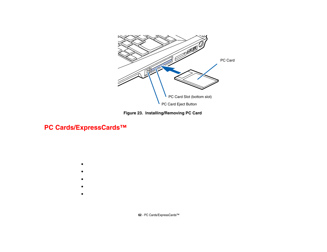 Pc cards/expresscards | FUJITSU LifeBook A3210 User Manual | Page 67 / 183