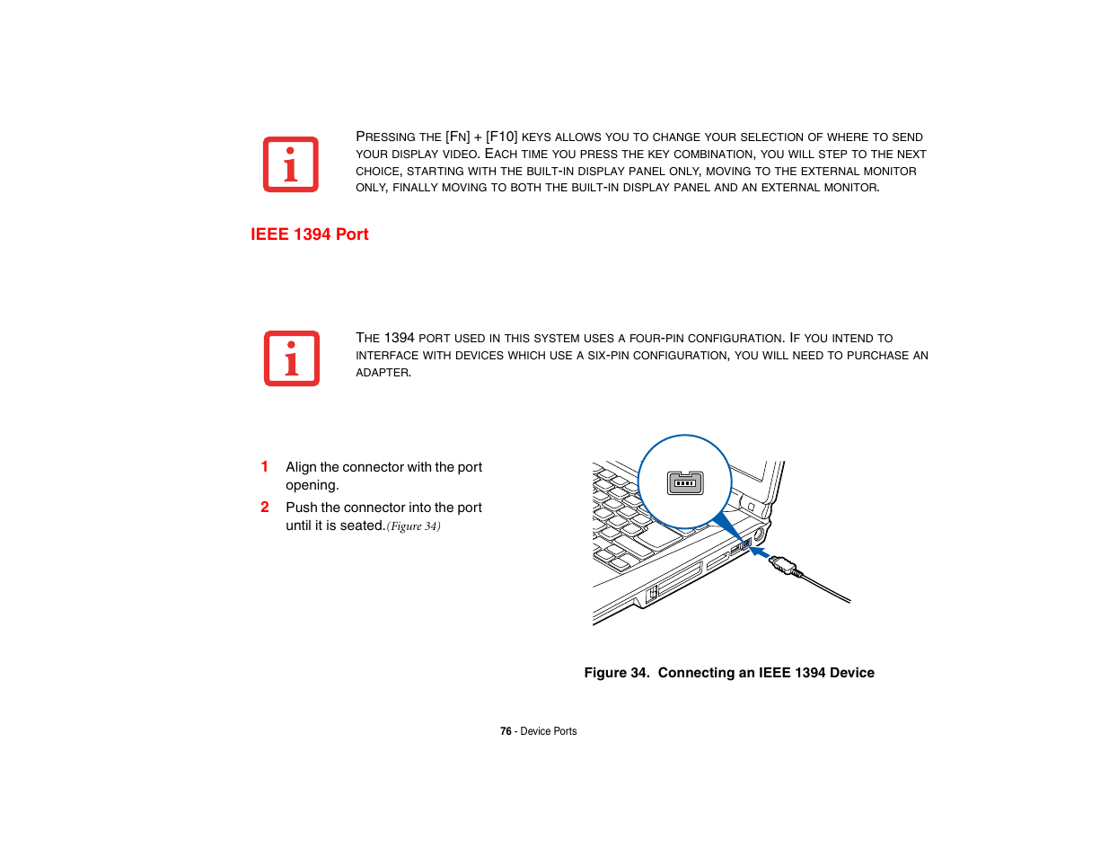 Ieee 1394 port | FUJITSU LifeBook A3210 User Manual | Page 81 / 183