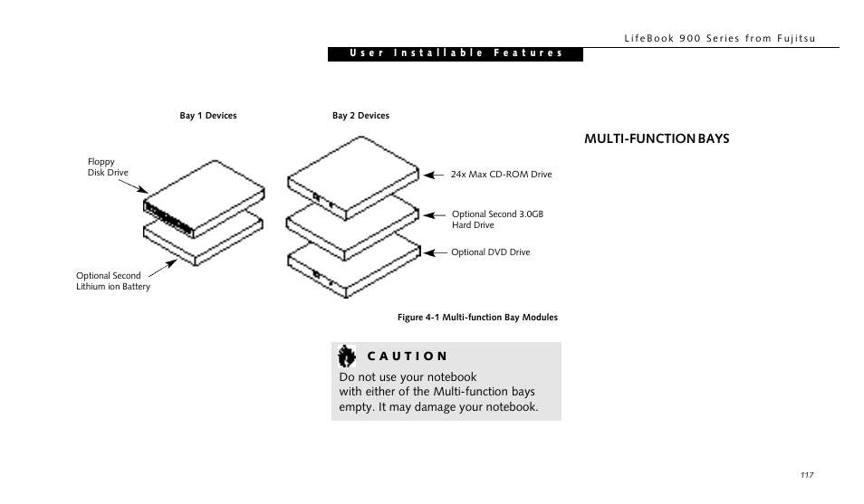Multi-function bays | FUJITSU LIFEBOOK 990TX2 User Manual | Page 127 / 209