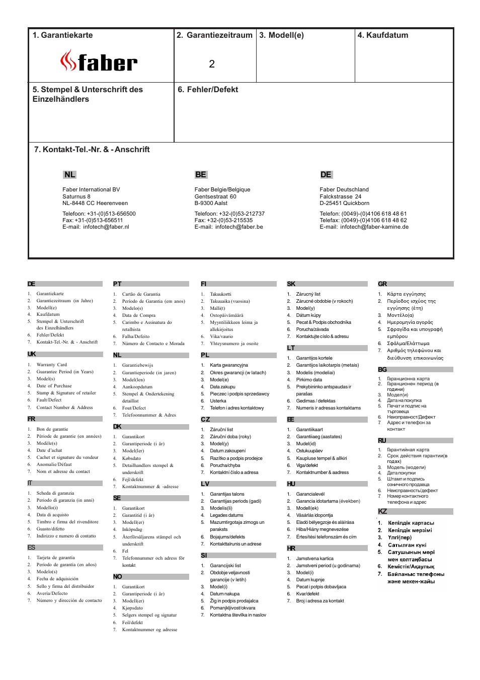 Fehler/defekt nl | Faber PRESADA PRS20 User Manual | Page 16 / 16