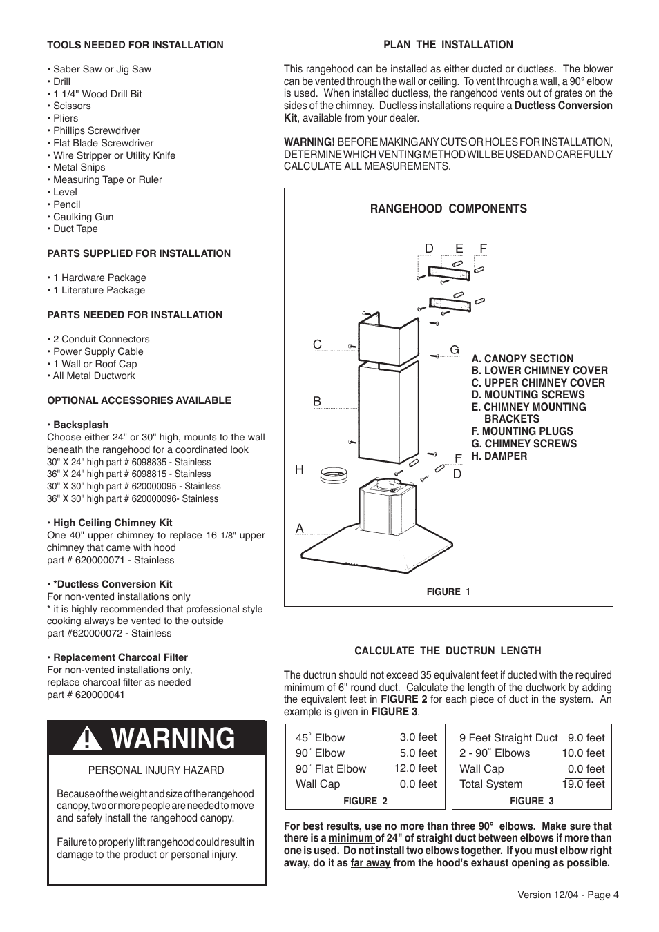 Warning | Faber Diamante User Manual | Page 4 / 9