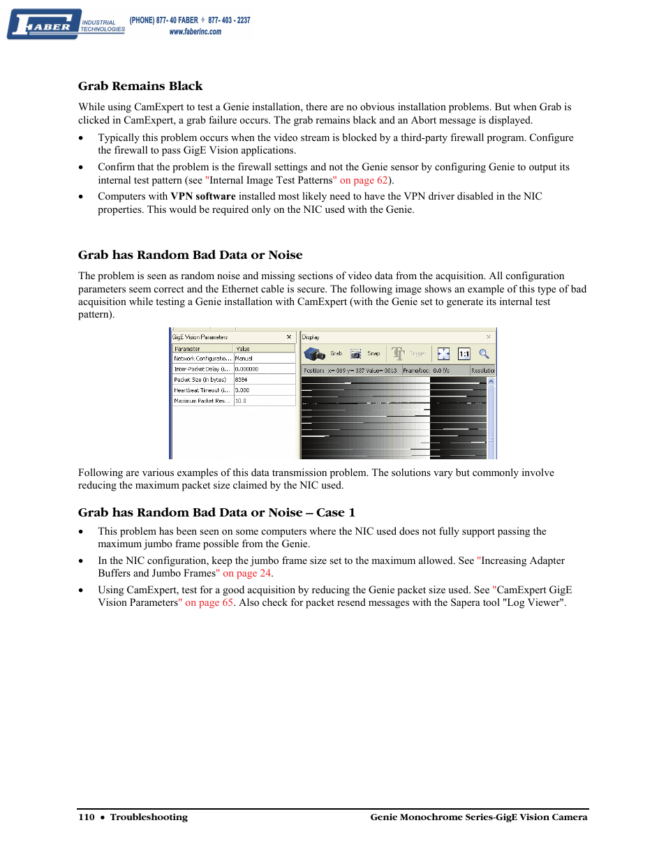 Grab remains black, Grab has random bad data or noise, Grab has random bad data or noise – case 1 | Faber Genie M1600 User Manual | Page 112 / 127