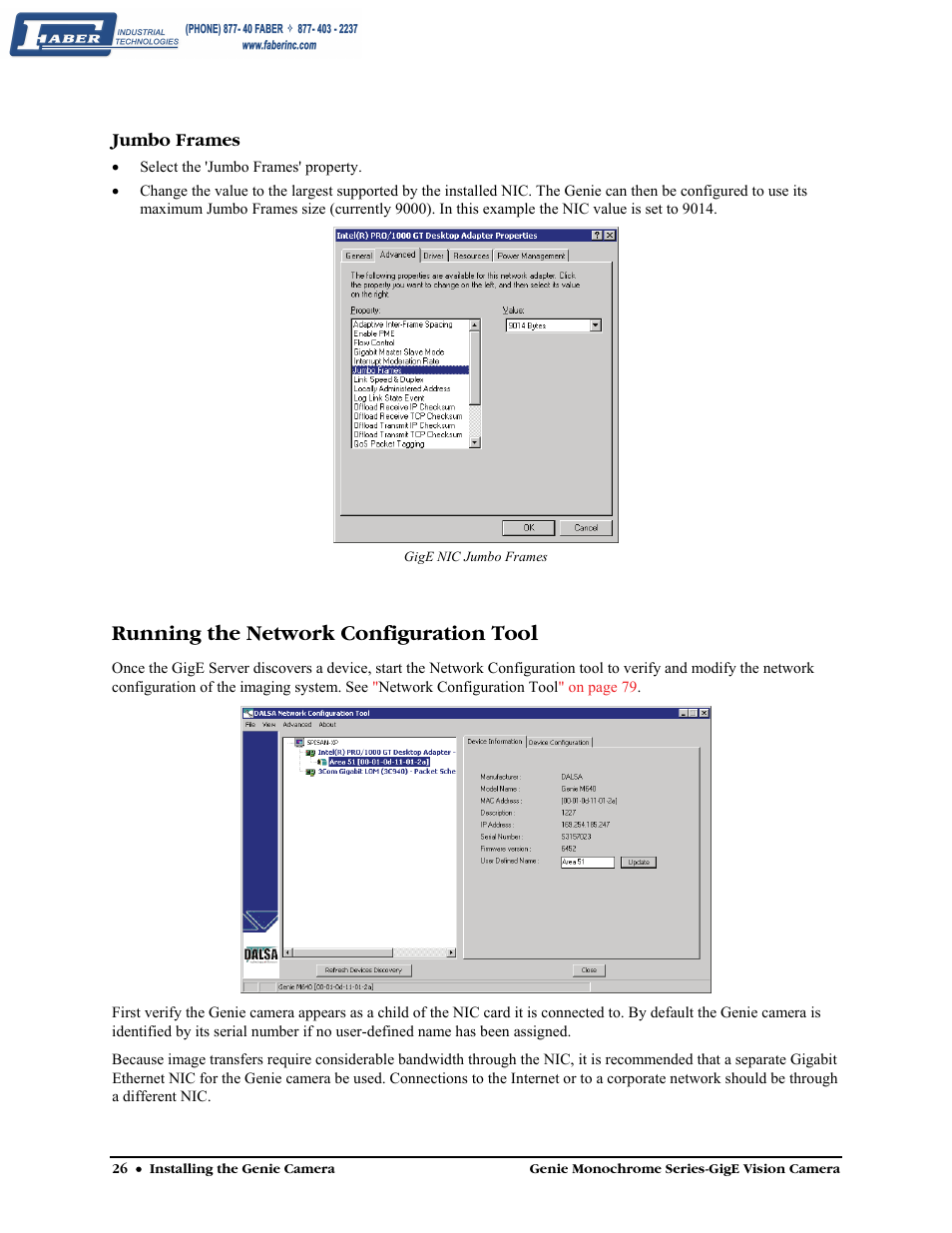 Jumbo frames, Running the network configuration tool, Running the | Network configuration tool | Faber Genie M1600 User Manual | Page 28 / 127