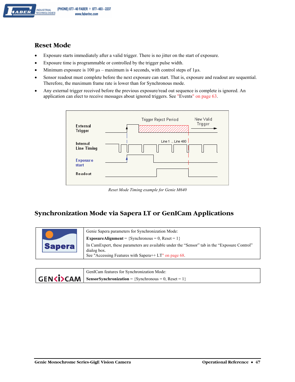 Reset mode, Sapera | Faber Genie M1600 User Manual | Page 49 / 127