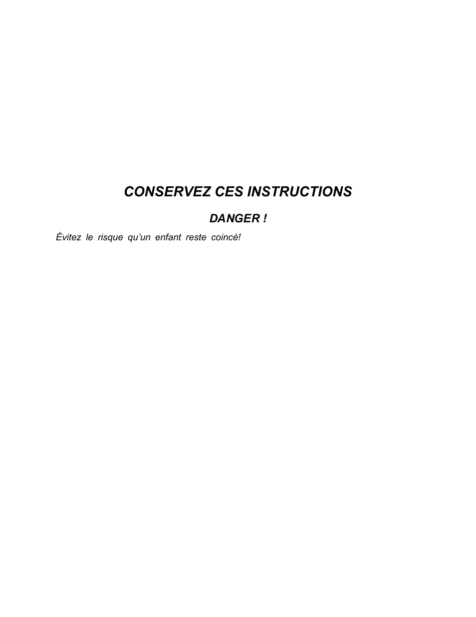 Conservez ces instructions, Danger | Franklin Industries, L.L.C. FBC36ID User Manual | Page 26 / 36