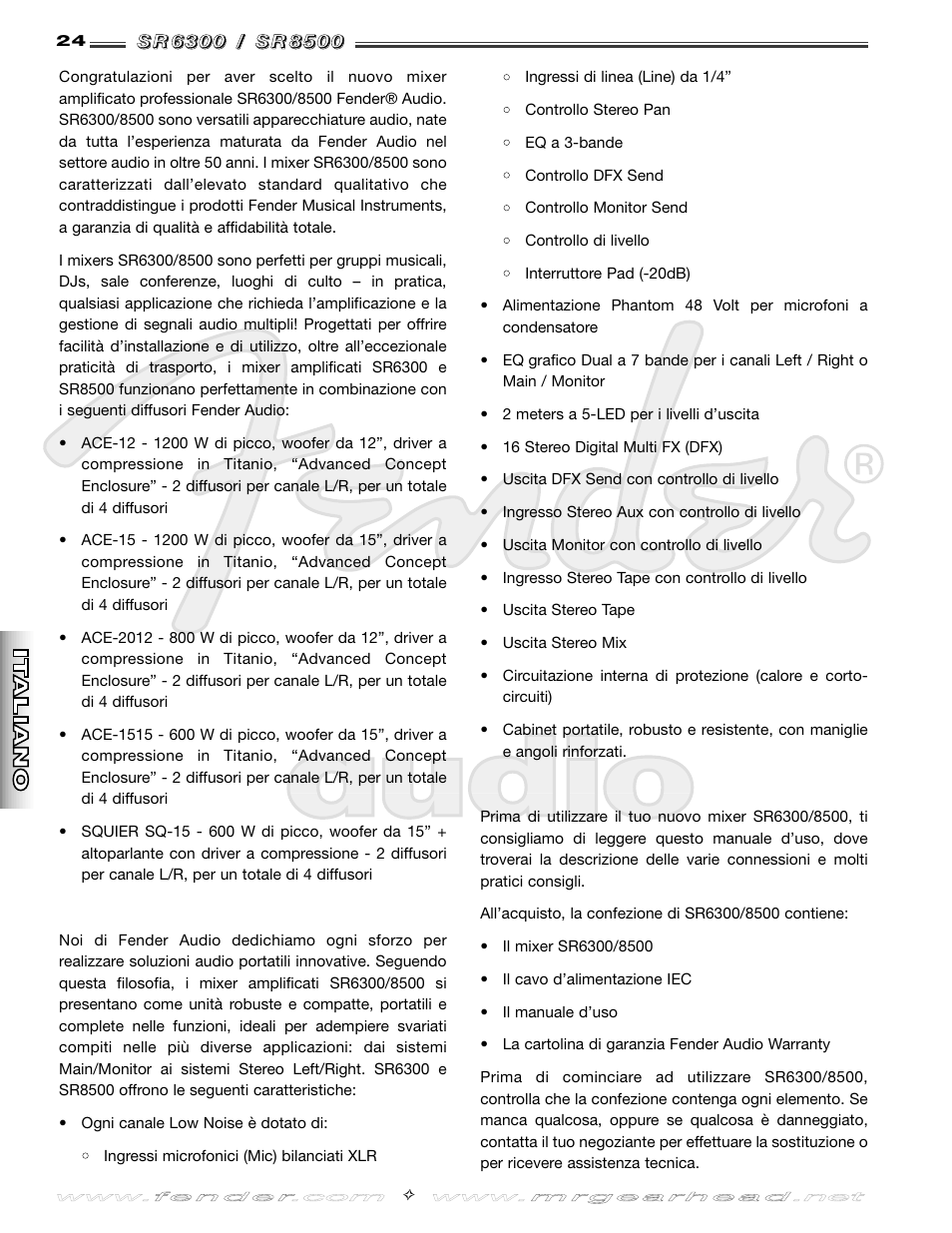 Fender SR8500 User Manual | Page 24 / 36