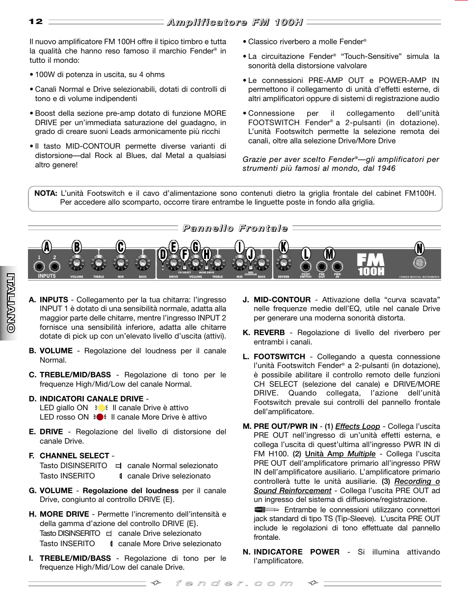 Fender FM 100H User Manual | Page 12 / 20