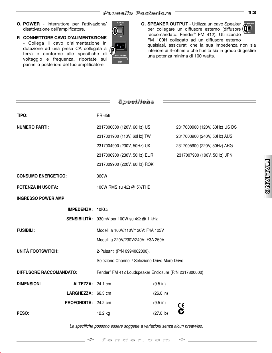 Fender FM 100H User Manual | Page 13 / 20