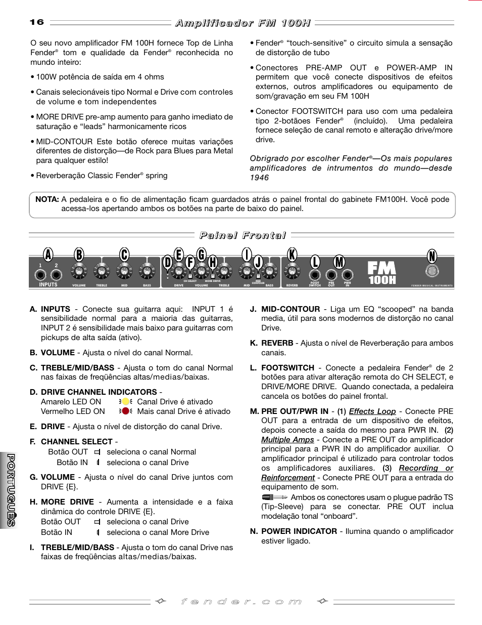 Fender FM 100H User Manual | Page 16 / 20