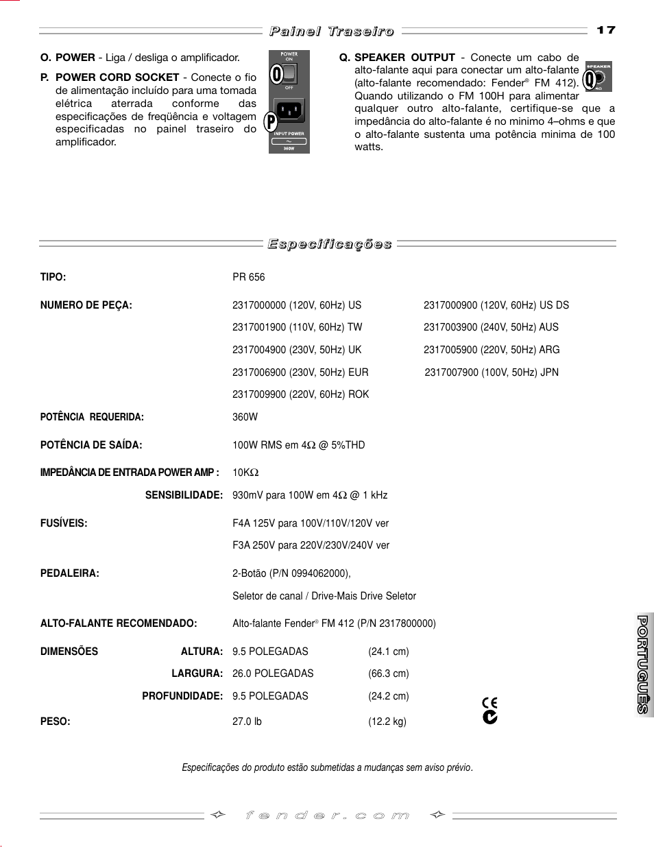 Fender FM 100H User Manual | Page 17 / 20