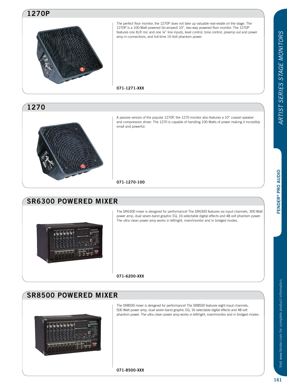 Ar tist series st age monitors | Fender PASSPORT Serie User Manual | Page 8 / 13