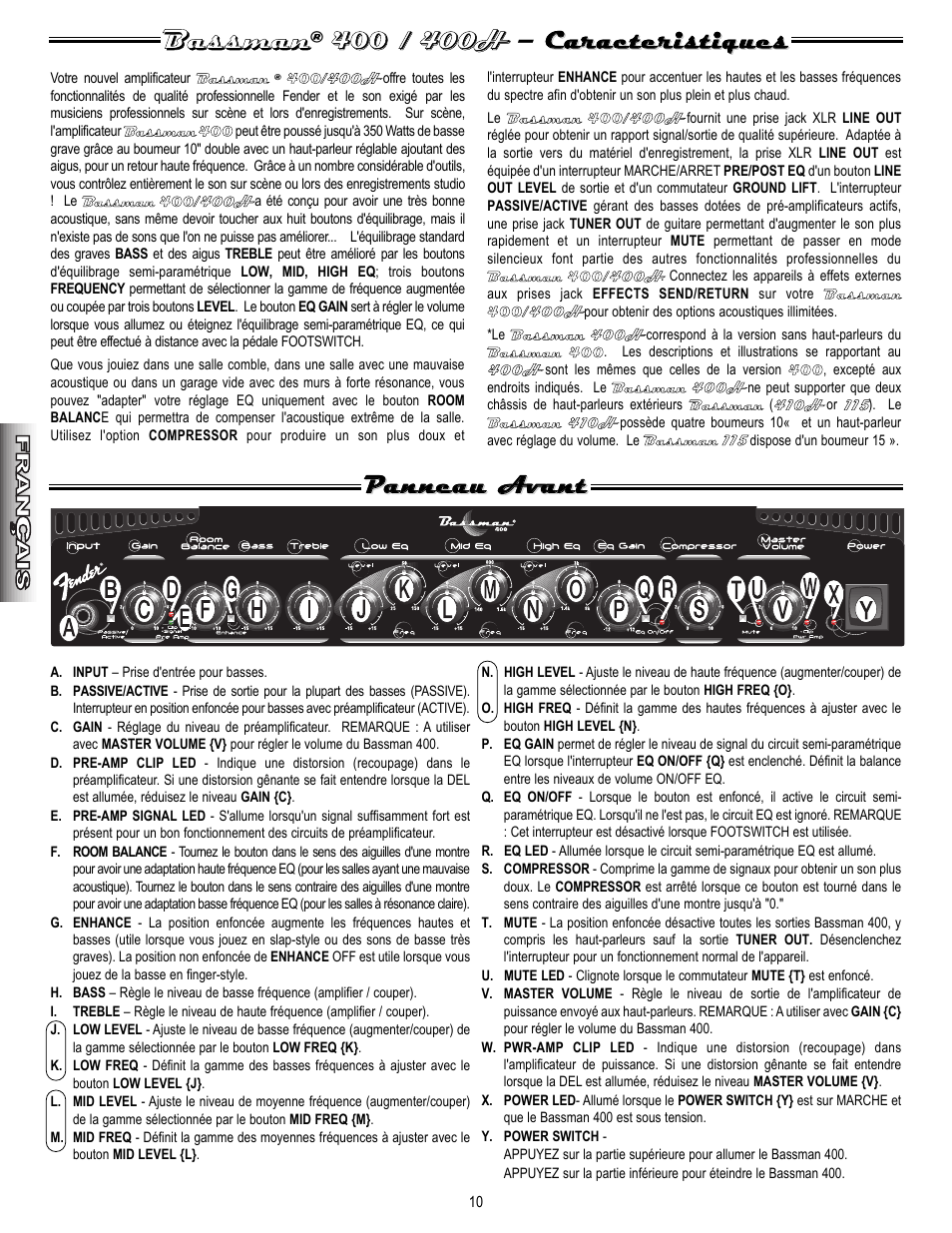 Fender Bassman 400 User Manual | Page 10 / 20