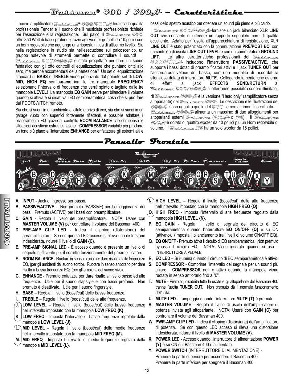 Fender Bassman 400 User Manual | Page 12 / 20