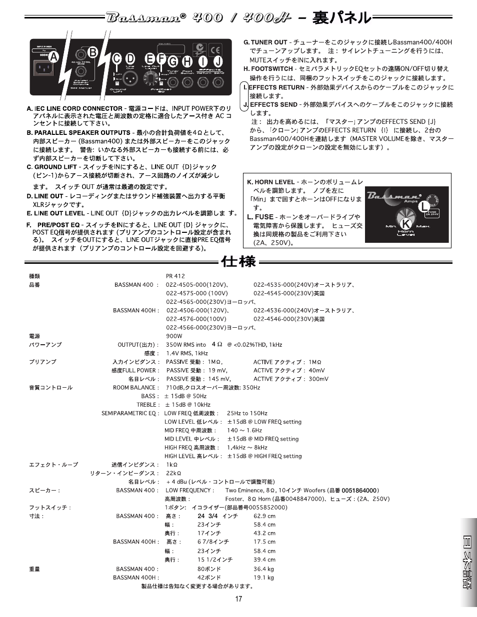 Fender Bassman 400 User Manual | Page 17 / 20