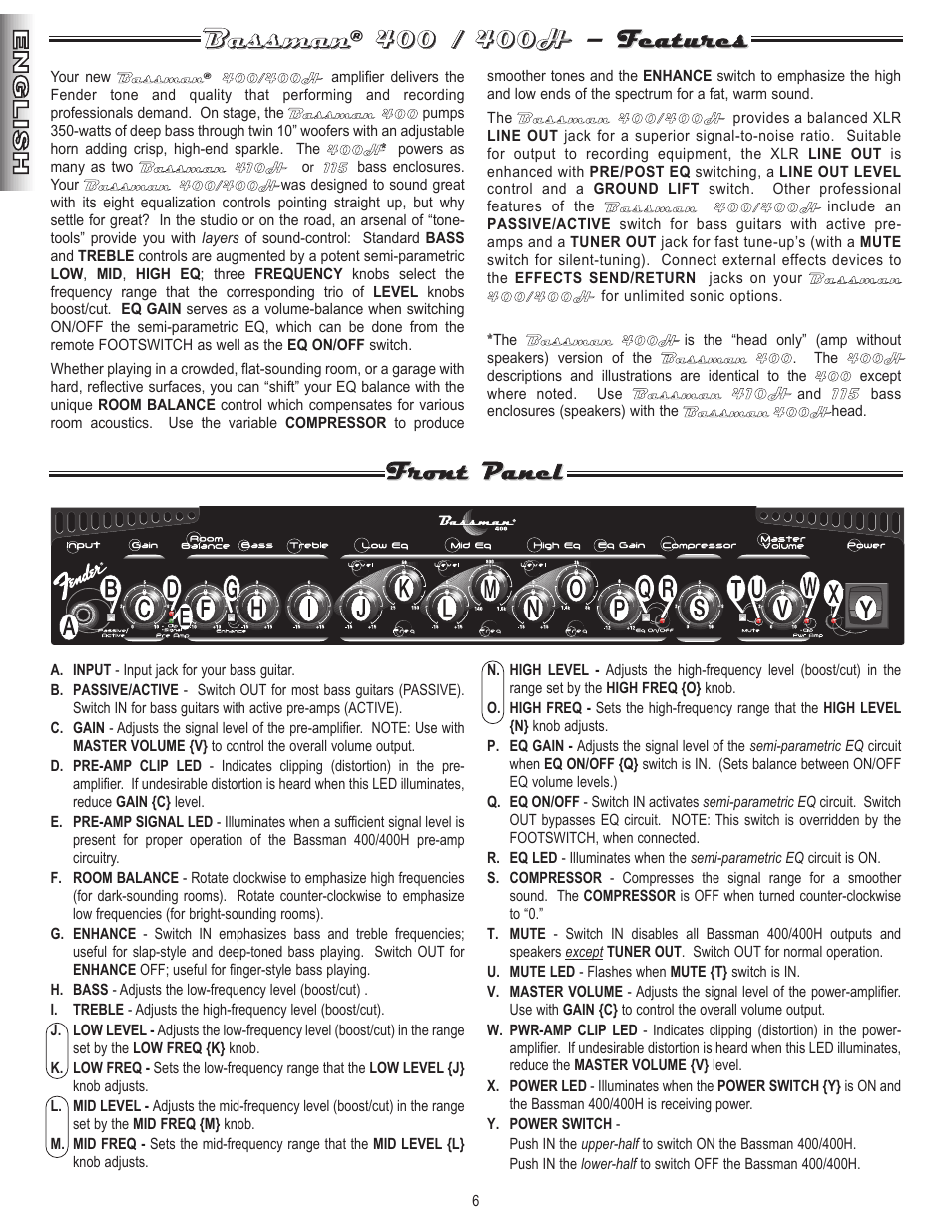 Fender Bassman 400 User Manual | Page 6 / 20
