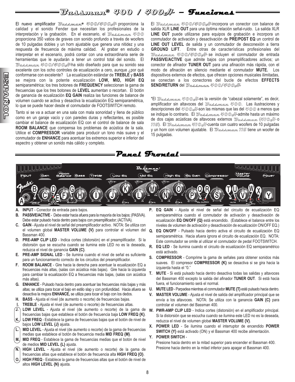 Fender Bassman 400 User Manual | Page 8 / 20