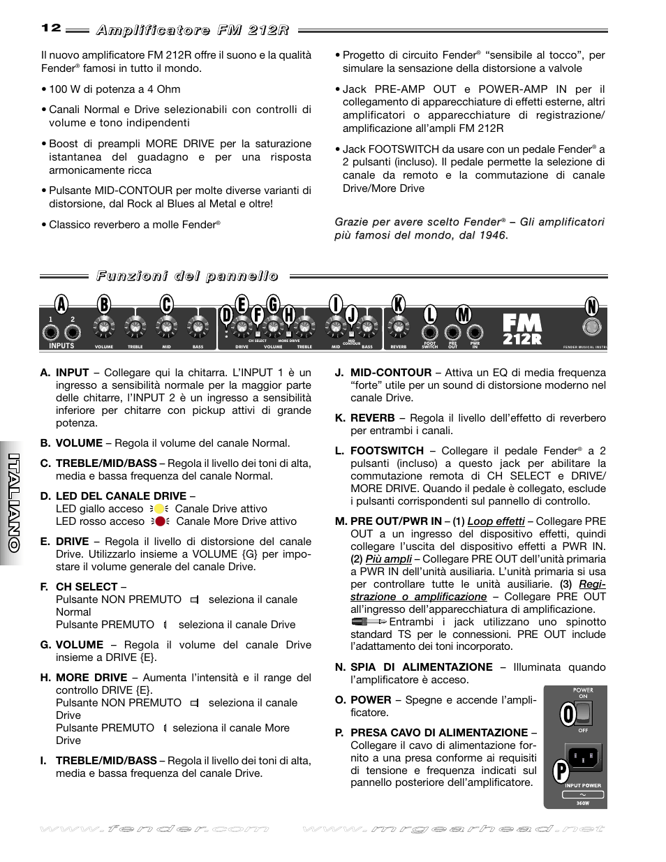 Fender FM 212R User Manual | Page 12 / 20